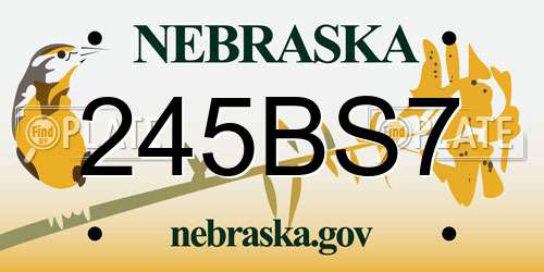 245BS7 Nebraska License Plate
