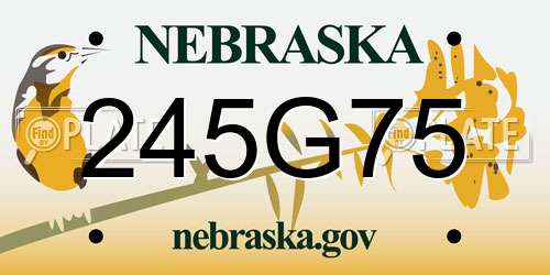 245G75 Nebraska License Plate
