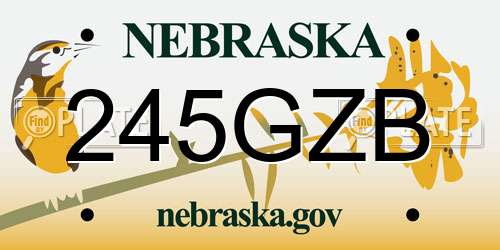 245GZB Nebraska License Plate
