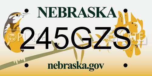245GZS Nebraska License Plate