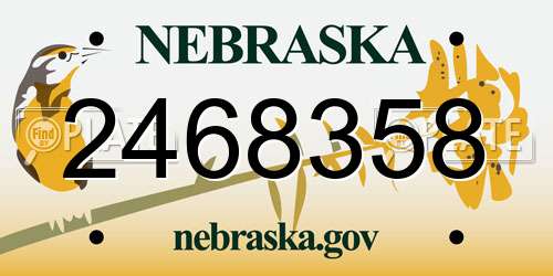 2468358 Nebraska License Plate