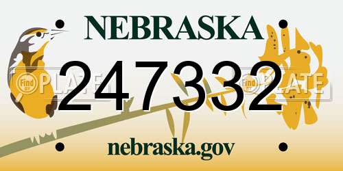 247332 Nebraska License Plate