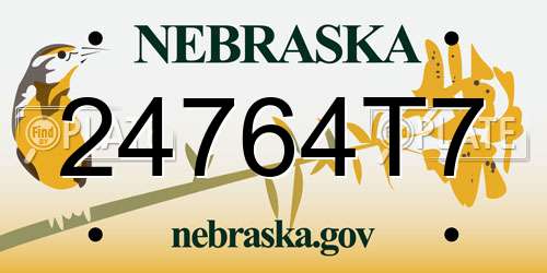 24764T7 Nebraska License Plate