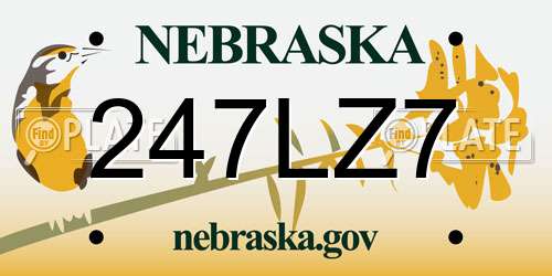 247LZ7 Nebraska License Plate