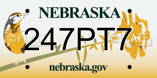 247PT7 Nebraska License Plate