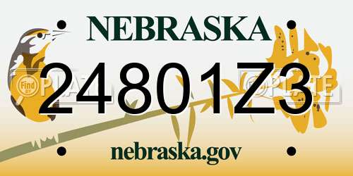 24801Z3 Nebraska License Plate