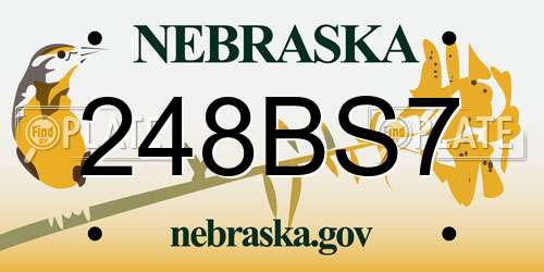 248BS7 Nebraska License Plate