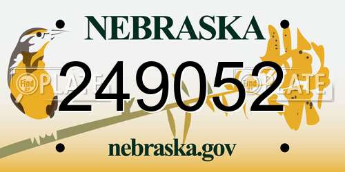 249052 Nebraska License Plate
