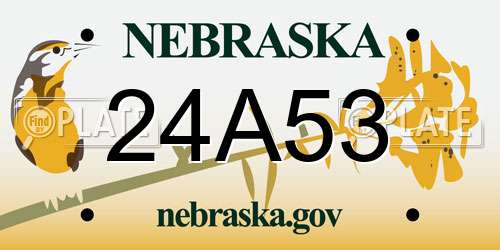 24A53 Nebraska License Plate