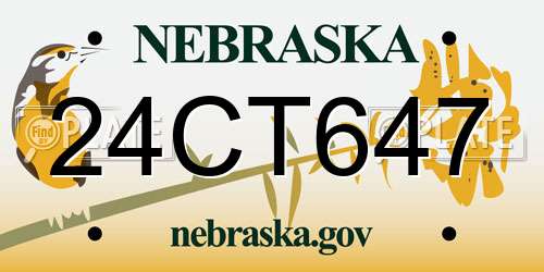 24CT647 Nebraska License Plate
