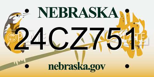 24CZ751 Nebraska License Plate