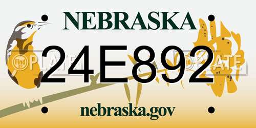 24E892 Nebraska License Plate