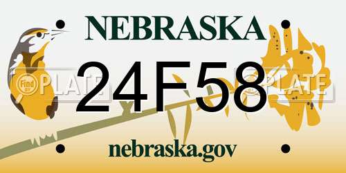 24F58 Nebraska License Plate