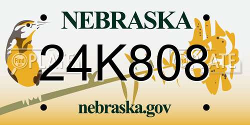 24K808 Nebraska License Plate