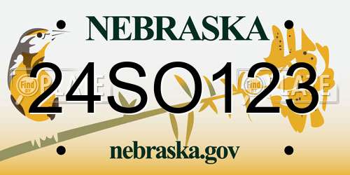24SO123 Nebraska License Plate