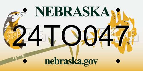 24TO047 Nebraska License Plate