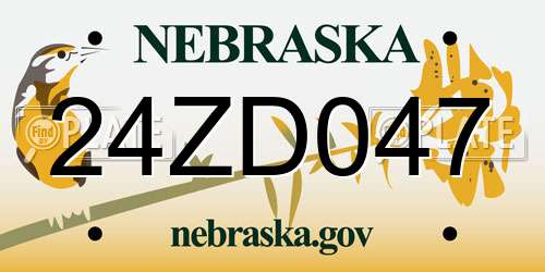24ZD047 Nebraska License Plate