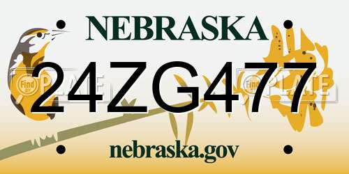 24ZG477 Nebraska License Plate