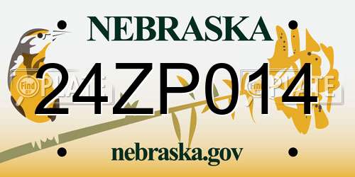 24ZP014 Nebraska License Plate