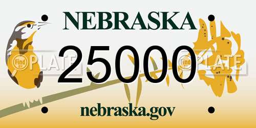 25000 Nebraska License Plate