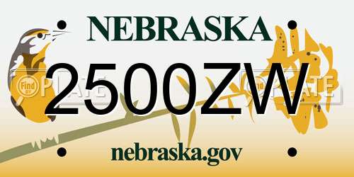 2500ZW Nebraska License Plate