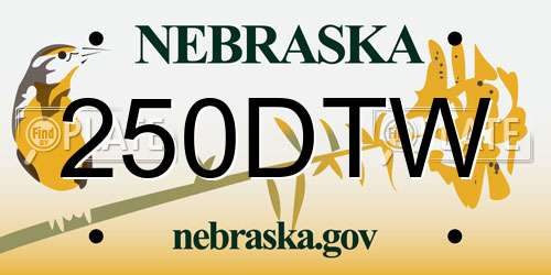250DTW Nebraska License Plate