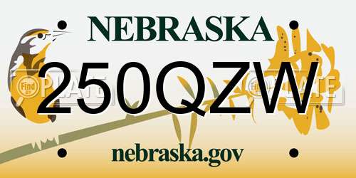 250QZW Nebraska License Plate