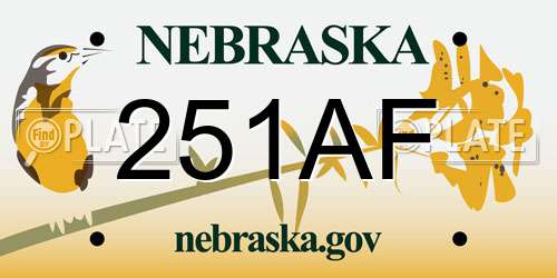251AF Nebraska License Plate