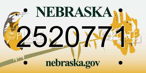 2520771 Nebraska License Plate