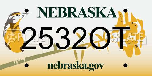 2532OT Nebraska License Plate