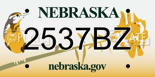2537BZ Nebraska License Plate