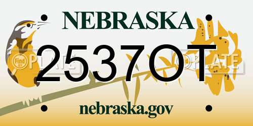 2537OT Nebraska License Plate