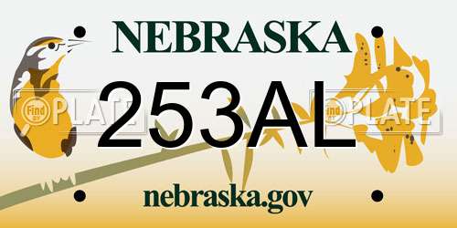 253AL Nebraska License Plate