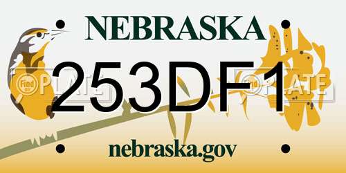 253DF1 Nebraska License Plate