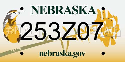 253Z07 Nebraska License Plate