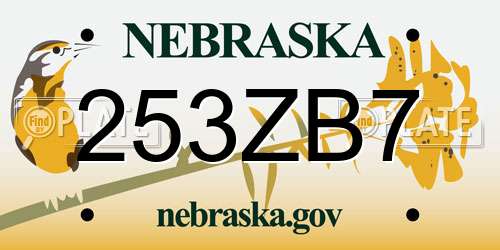 253ZB7 Nebraska License Plate