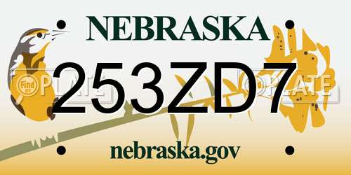 253ZD7 Nebraska License Plate