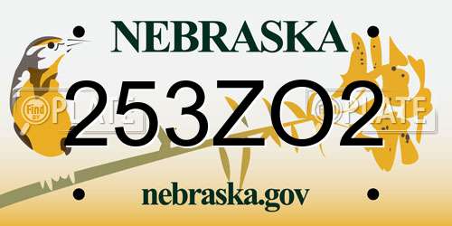 253ZO2 Nebraska License Plate
