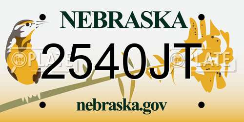 2540JT Nebraska License Plate