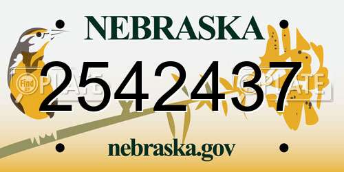 2542437 Nebraska License Plate