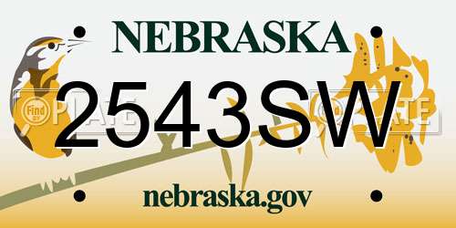 2543SW Nebraska License Plate