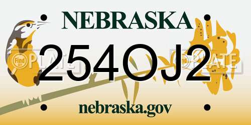 254OJ2 Nebraska License Plate
