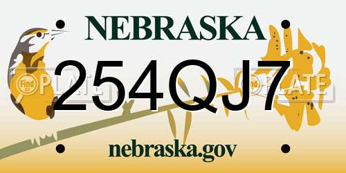 254QJ7 Nebraska License Plate