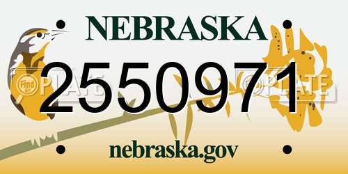 2550971 Nebraska License Plate