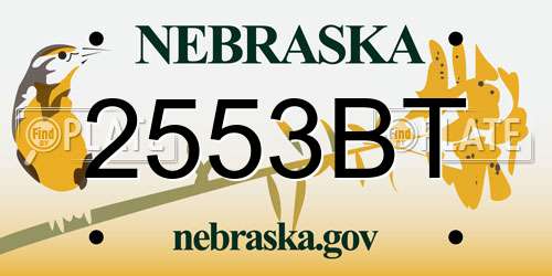2553BT Nebraska License Plate