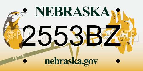 2553BZ Nebraska License Plate