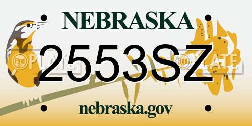 2553SZ Nebraska License Plate