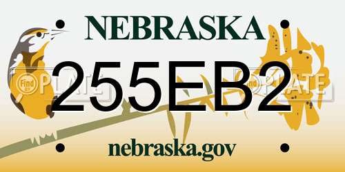 255EB2 Nebraska License Plate
