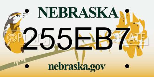 255EB7 Nebraska License Plate