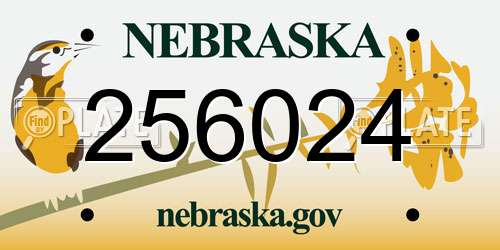 256024 Nebraska License Plate